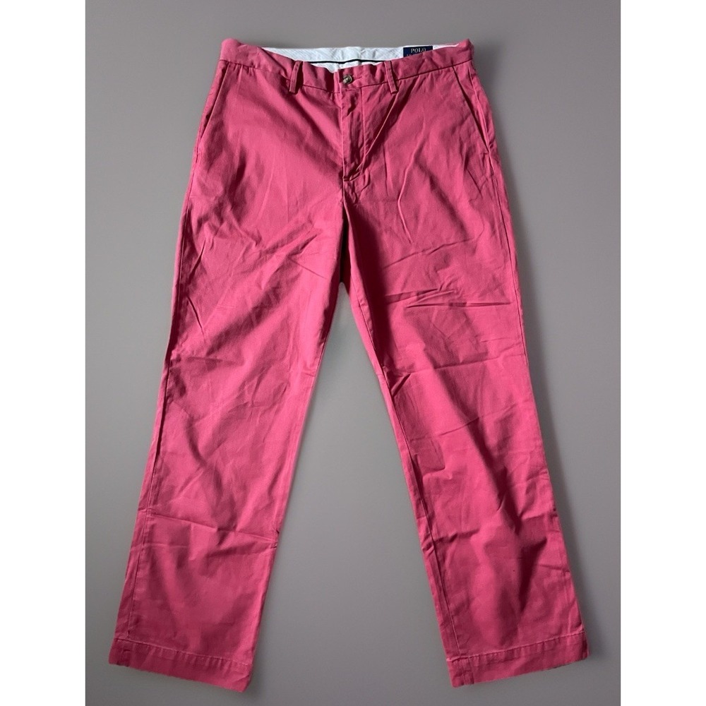Polo Ralph Lauren Chino Pants Straight Leg Flat Front Stretch Pink 34x30 JBHS